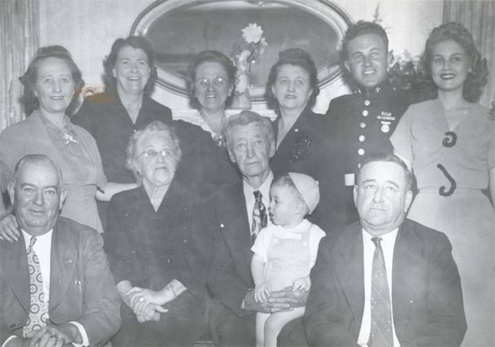 Back Row - Lilah Spitler Ross, Tommie Binford Spitler, Viola Spitler Woodhouse, Rosa Spitler Keys, Charlie Keys, Rosalie Keys
Front Row - Byrne Ross, Mintie Holcomb Spitler, Walter Spitler, Robert Ross Harrison, Lloyd William Spitler