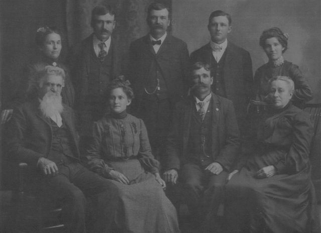 Front Row: John Bechtle Sr., Ellie Bechtle, Frank Bechtle, Mary Eliza (Messenger) Bechtle
Back Row: Bettie Lovinia Bechtle, Herman S. Bechtle, Charles Leonard Bechtel, Rufus Bechtel, Eva Bechtle